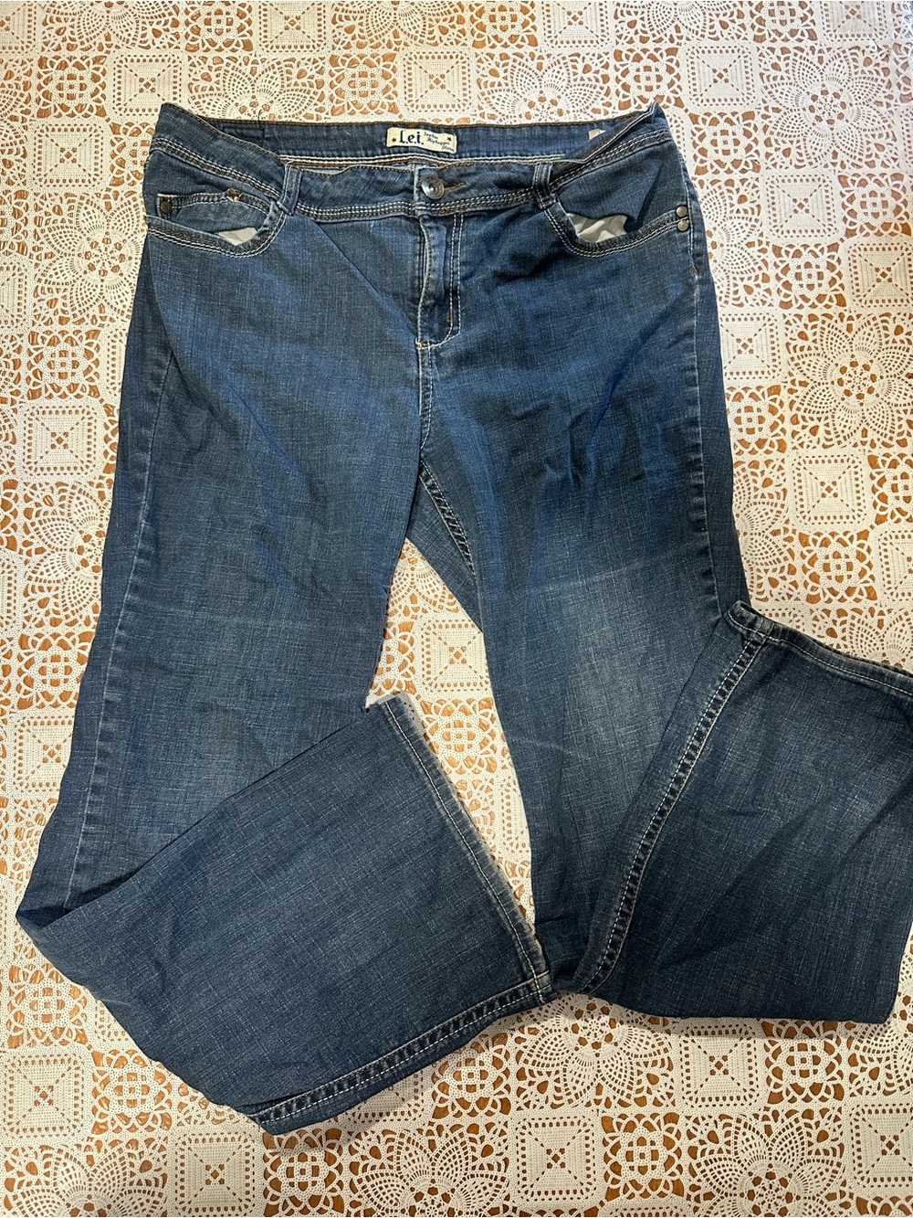 L.e.i. Juniors Dark Wash Flare Jeans Estimated Size 13 Stretch